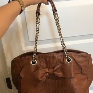 Carolina Herrera Monogram Audrey Leather Tote